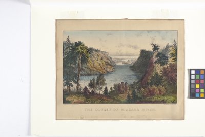 The Outlet Of The Niagara River (litografía coloreada a mano) de N. and Ives J.M. (1824 95) Currier