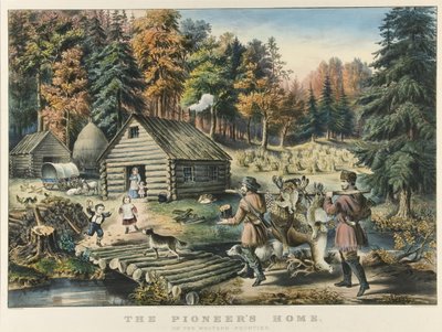 El Hogar del Pionero en la Frontera Occidental de Currier and Ives