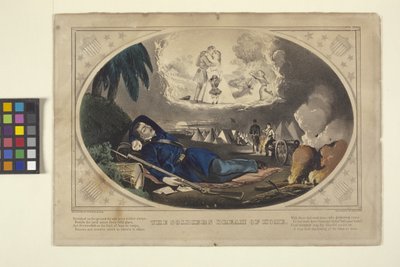 El sueño del soldado de volver a casa (litografía coloreada a mano) de N. and Ives J.M. (1824 95) Currier