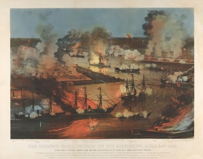 El espléndido triunfo naval en el Mississippi, 24 de abril de Currier and Ives