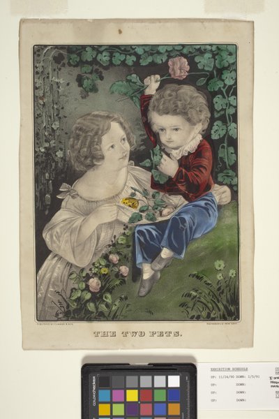 Las dos mascotas (litografía coloreada a mano) de N. and Ives J.M. (1824 95) Currier