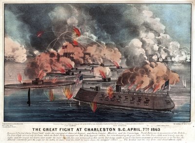 La gran pelea en Charleston S.C. 7 de abril de 1863 de Currier and Ives