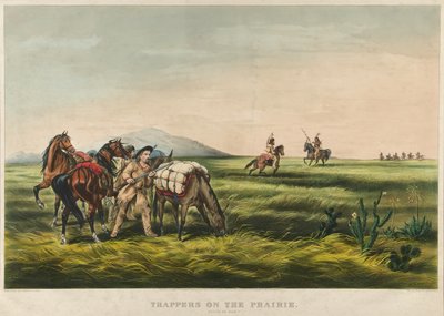 Tramperos en la pradera / ¿Paz o guerra? 1866 de Currier and Ives