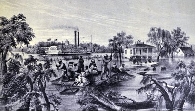 Crecida en el Mississippi de N. and Ives, J.M. Currier