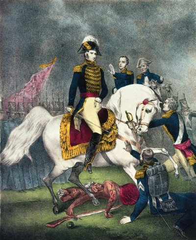 General William H. Harrison (1773-1841) en la Batalla de Tippecanoe, 1840 de N. and Ives, J.M. Currier