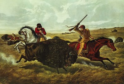 Vida en la pradera - la caza del búfalo, 1862 de N. and Ives, J.M. Currier