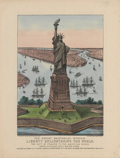 La gran estatua de Bartholdi – La libertad iluminando el mundo de N. and Ives, J.M. Currier