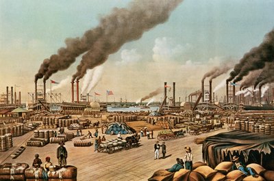 El muelle - Nueva Orleans, 1884 de N. and Ives, J.M. Currier