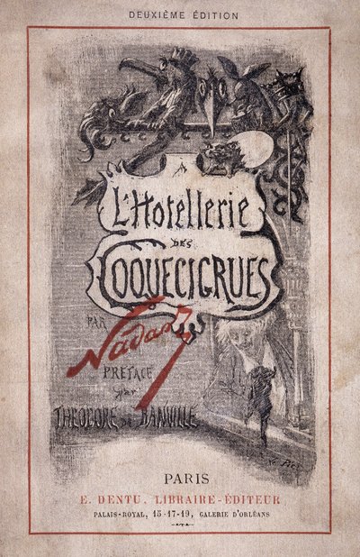 Libro “La hostelería de los coquecicrues”. Notas a lápiz, prefacio de Théodore de Banville de Nadar