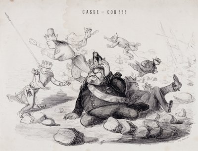 Dareneck!!! (Cuello roto). Litografía de Gabriel Aubert, impresor en París que publica el periódico "La Caricature" de Nadar
