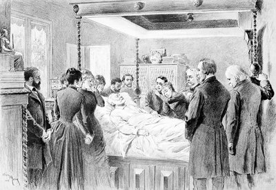 Los últimos momentos de Victor Hugo (1802-85), 22 de mayo de 1885, grabado por Adrien Marie (1848-91) de Nadar