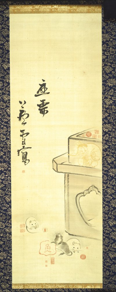Imagen de Daikoku y los sellos del artista de Nagasawa Rosetsu