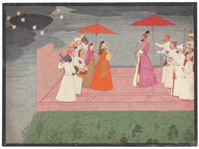 Músicos tocando un raga para Balwant Dev Singh durante la temporada de lluvias, c.1745-50 de Nainsukh