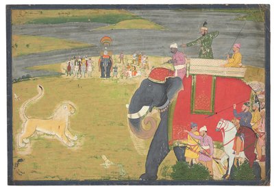 Raja Balwant Dev Singh en una Caza de Leones de Nainsukh