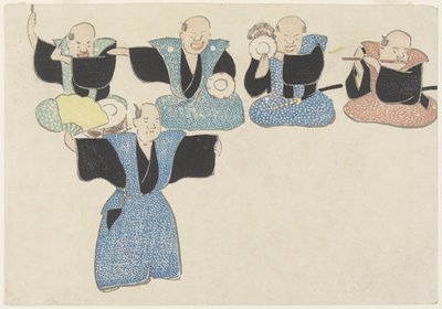 Bailarina y cuatro músicos, siglo XVIII-XIX de Nakamura Hochu