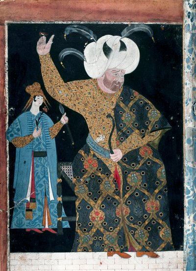 Retrato del Sultán Selim II llamado el Borracho o Sari el Rubio (1524-1574) Acuarela atribuida a Reis Haydar Nakkep dit Nigari (1494-1572) Estambul, Topkapi Seray de Nakkep called Nigari Reis Haydar