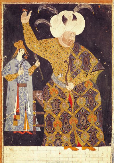 Retrato del Sultán Selim II (1524-74) disparando un arco y flecha de Nakkep, called Nigari Reis Haydar