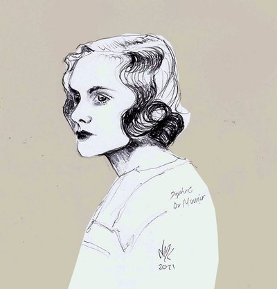 Daphne Du Maurier, 2021 (dibujo) de Nancy Moniz Charalambous