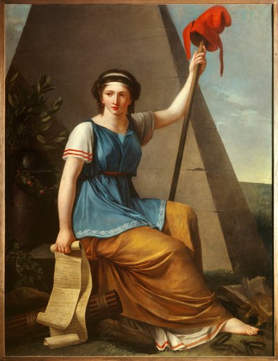 La Libertad, alegoría de la Libertad como una mujer con un gorro frigio de Nanine Vallain