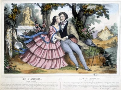 Pareja de enamorados: los 4 amores - por Thomas, c. 1852 de Napoleon (after) Thomas