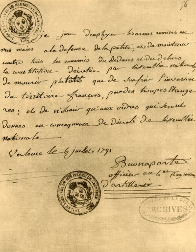 Juramento constitucional de Napoleón, 6 de julio de 1791, 1921 de Napoleon Bonaparte I