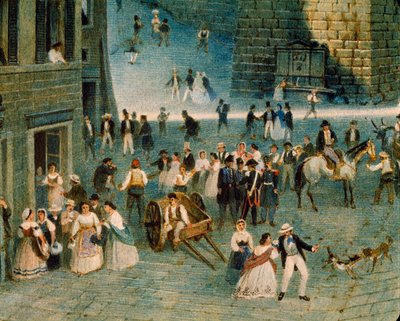 Vacaciones en la plaza Grimana de Perugia, por Napoleone Verga (1833-1916) de Napoleone Verga