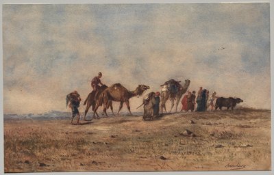 Una caravana en el desierto de Narcisse Berchere