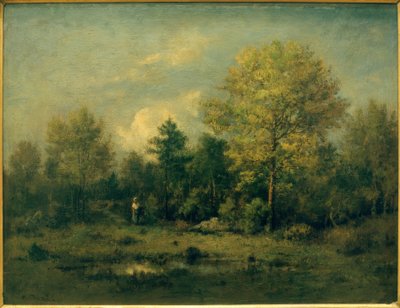 Paisaje con estanque en el bosque de Narcisse Diaz de la Pena