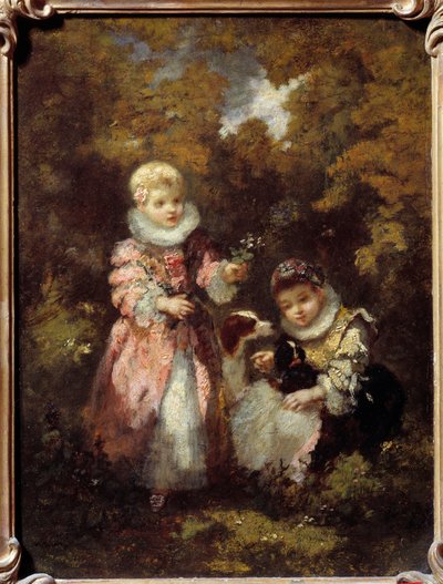 Niños y perros (pintura de Narciso Díaz de la Peña) de Narcisse Virgile Diaz de la Peña