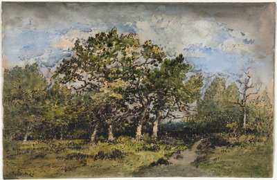 Paisaje, c.1860 (acuarela y gouache con pluma y tinta marrón y grafito) de Narcisse Virgile Diaz de la Peña
