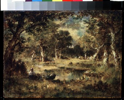 ""Paisaje forestal"" (Pantano forestal) Pintura de Narcisse Virgile Diaz de la Pena (1807-1876) 1870 Museo Pushkin, Moscú de Narcisse Virgile Diaz de la Peña
