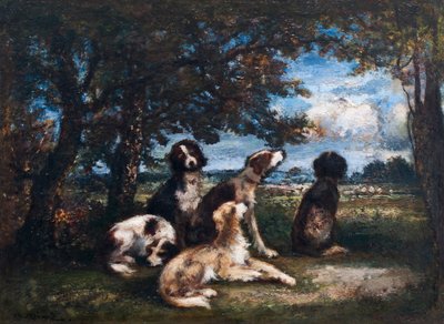 Perros en el bosque de Fontainebleau (óleo sobre tabla) de Narcisse Virgilio Diaz de la Peña