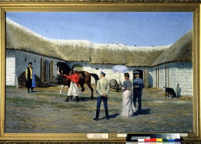 Criador de caballos. Pintura de Narkis Nikolaevich Bunin (1856-1912). Óleo sobre lienzo, 80 x 125 cm de Narkis Nikolaevich Bunin