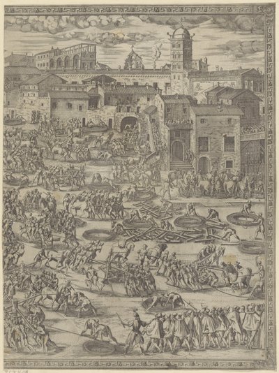 Erección del obelisco en la Plaza de San Pedro de Natale Bonifazio da Sebenico