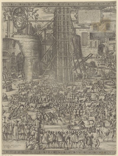 Erección del obelisco en la Plaza de San Pedro de Natale Bonifazio da Sebenico