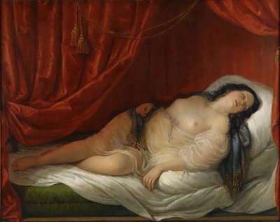 Una odalisca en interior rojo de Natale Schiavoni