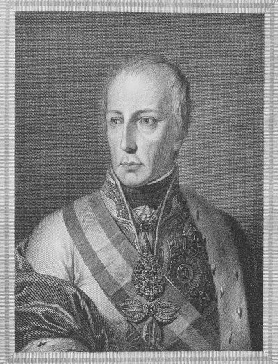 Francisco II, Emperador del Sacro Imperio Romano Germánico, grabado por Giuseppe Longhi de Natale Schiavoni