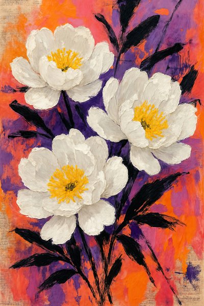 Flores de peonía en estilo abstracto de Natalie Bruns