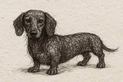 Dibujo de un perro salchicha atento de Natalie Bruns