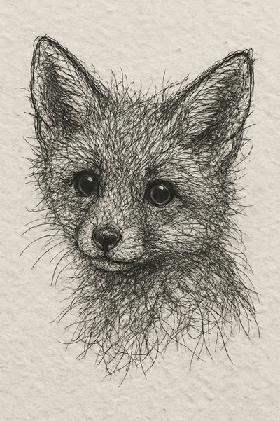 Boceto de un adorable zorrito de Natalie Bruns