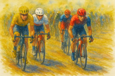 Acción en una carrera ciclista de Natalie Bruns