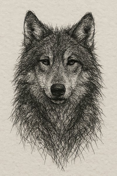 Dibujo detallado de un lobo de Natalie Bruns