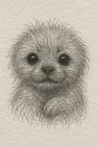 Retrato de un cachorro peludo de Natalie Bruns