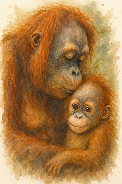 El tierno abrazo de un orangután de Natalie Bruns