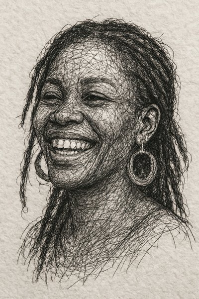 Sonrisa alegre con rastas de Natalie Bruns