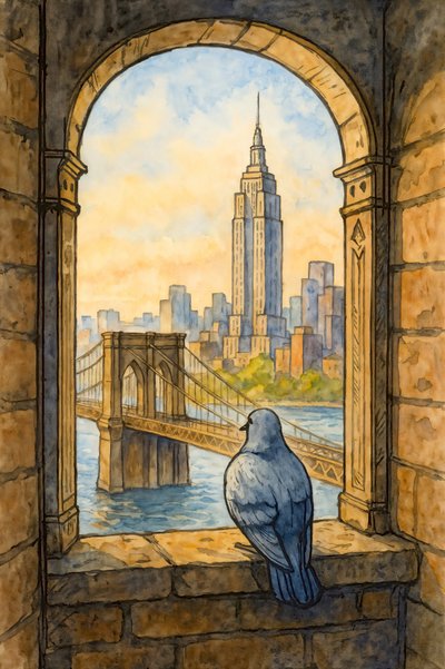 La vista de Nueva York de Pigeon de Natalie Bruns