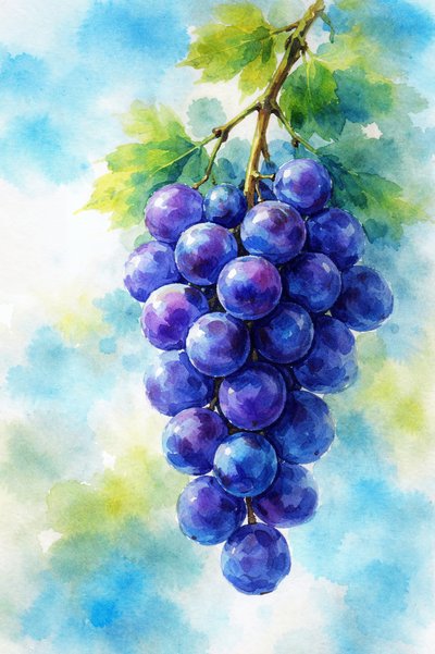 Acuarela de uvas moradas de Natalie Bruns