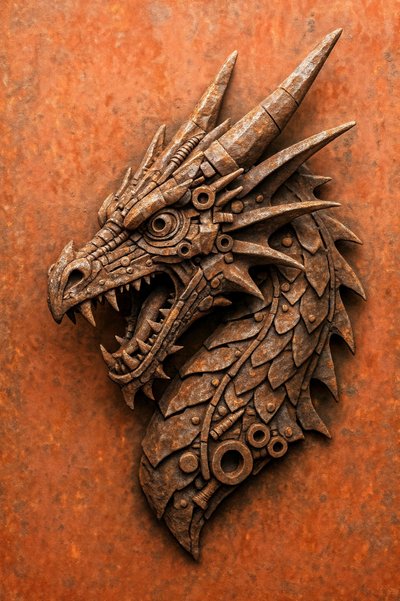 Dragón steampunk oxidado de Natalie Bruns