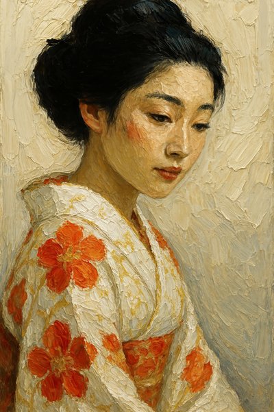 Retrato sereno en kimono de Natalie Bruns