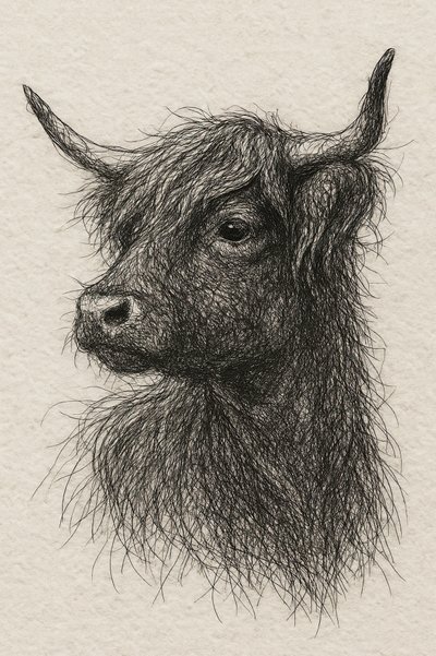 Vaca de las Highlands de pelo largo de Natalie Bruns